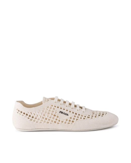 Prada White Collapse Sneakers
