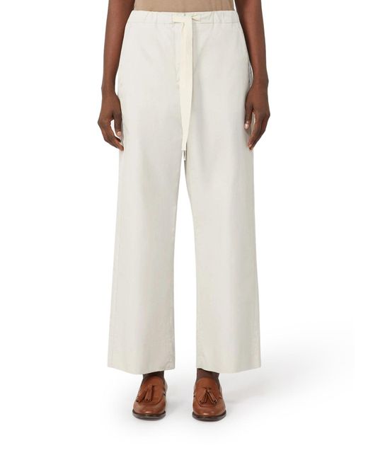 Max Mara White Cotton Drawstring Trousers