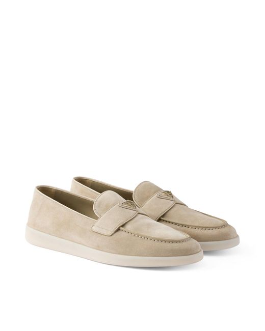 Prada White Suede Loafers for men