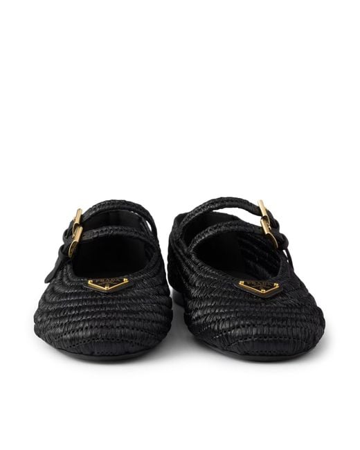 Prada Black Crochet Ballerinas