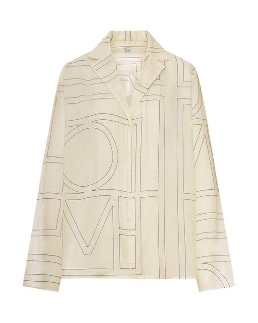 Totême Natural Silk Shirt With Monogram Embroidery