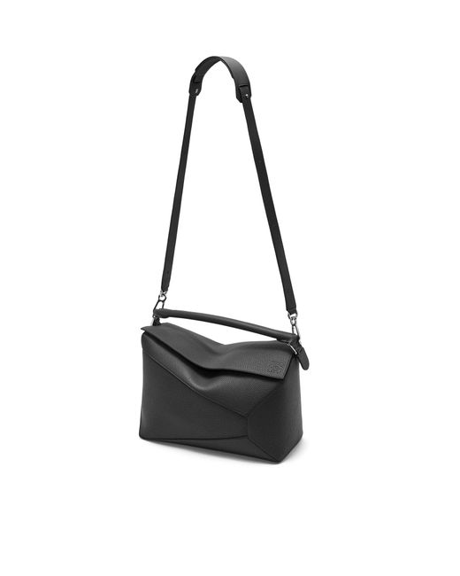 Loewe Black Large Puzzle Bag In Grained Calfskin for men