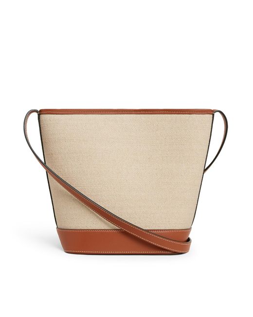 Céline Natural Small Cuir Triomphe Bucket Bag In Fabric And Calf Leather