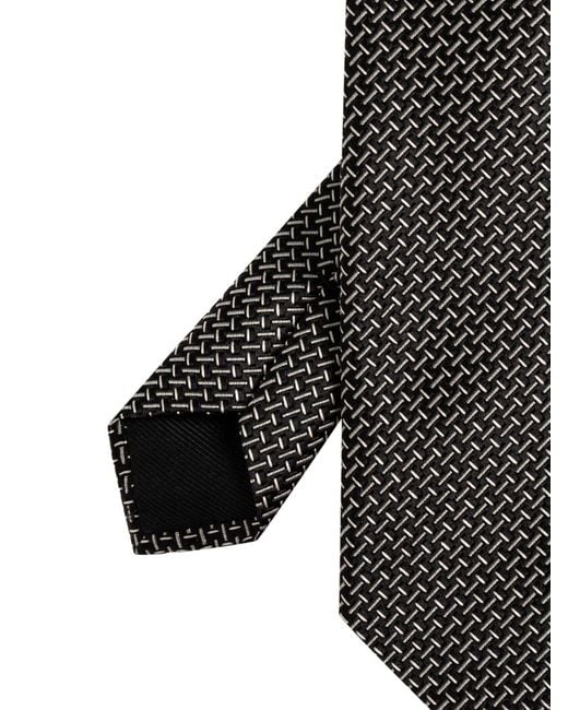 Tom Ford Black Silk Tie With Geometric Pattern for men
