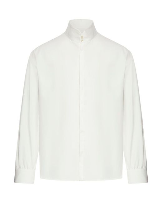 Camicia con collo a imbuto di Saint Laurent in White da Uomo