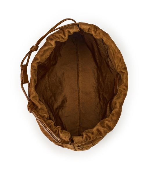 Clutch media in pelle scamosciata di Bottega Veneta in Brown