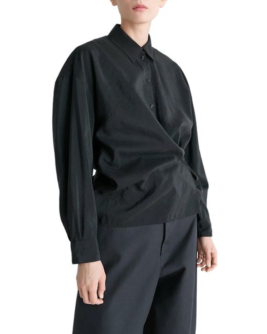 Lemaire Black Straight Collar Twisted Shirt