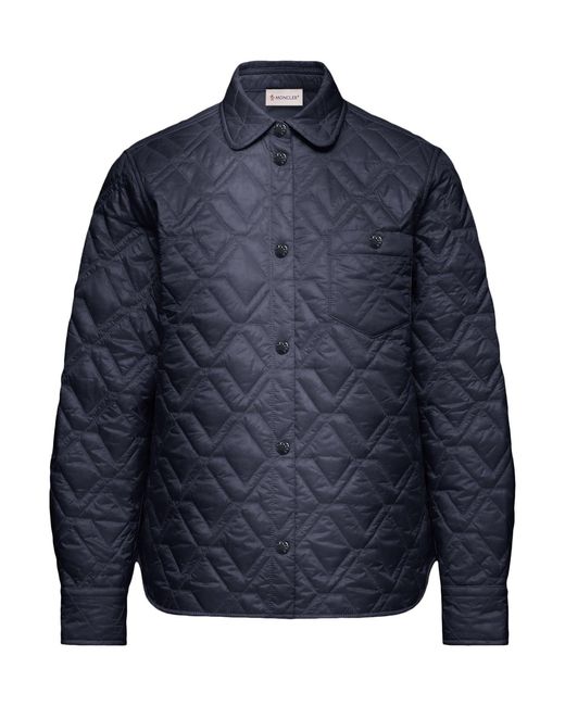 Moncler Blue Diamond Quilted Padded Shirt Jacket