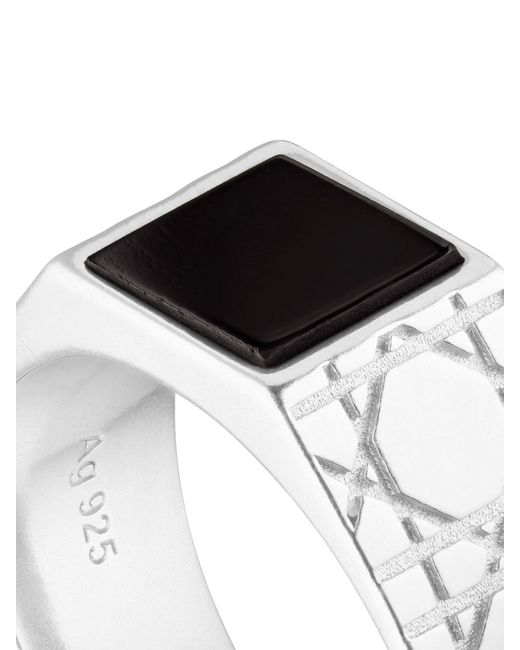 Dior Cannage Signet Ring in White for Men | Lyst