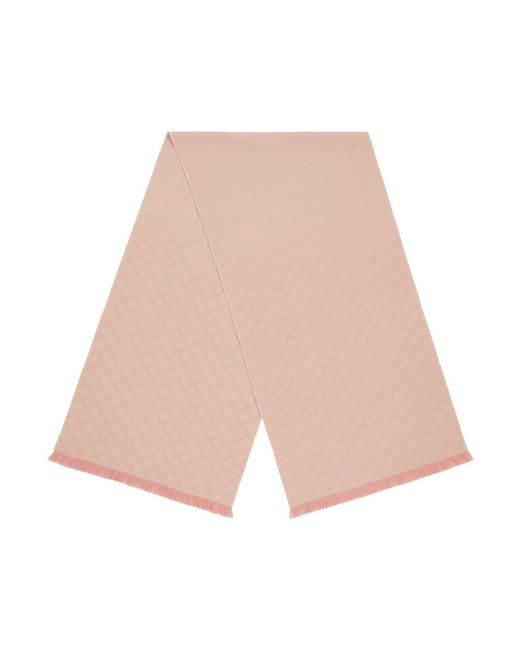 Gucci Pink Gg Wool Scarf