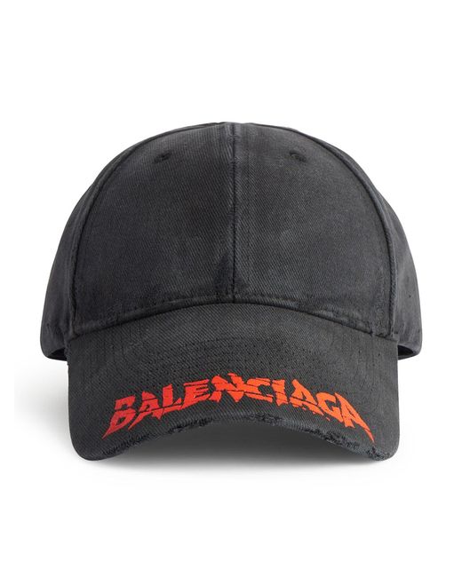 Balenciaga Gray Cotton Drill Logo Hat for men