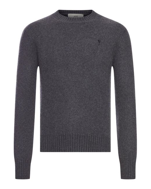 AMI Blue Ami De Coeur Cashmere Crew Neck Sweater for men