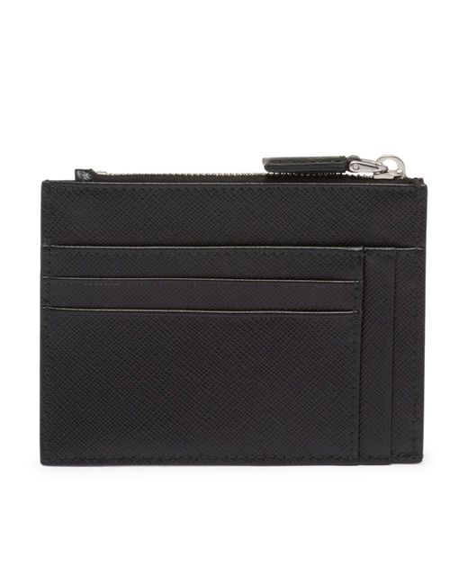 Prada Black Saffiano Leather Card Holder for men
