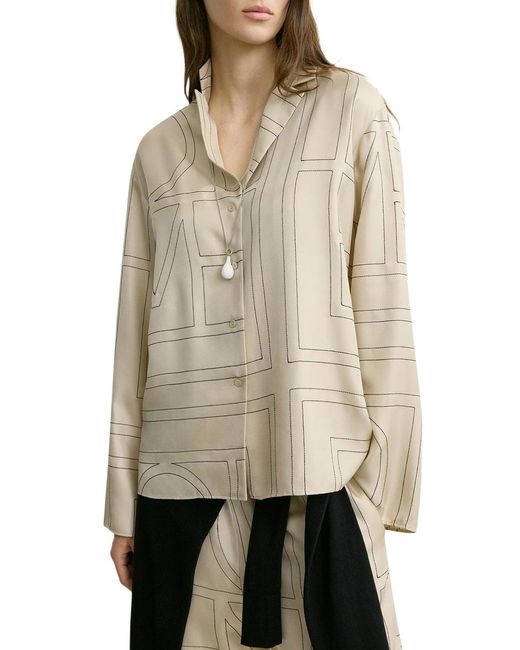 Totême Natural Silk Shirt With Monogram Embroidery