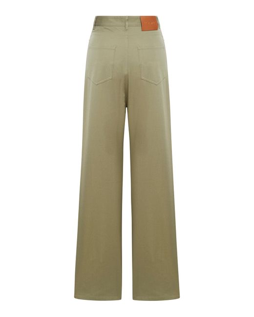 Loewe Green High-waisted Cotton Trousers