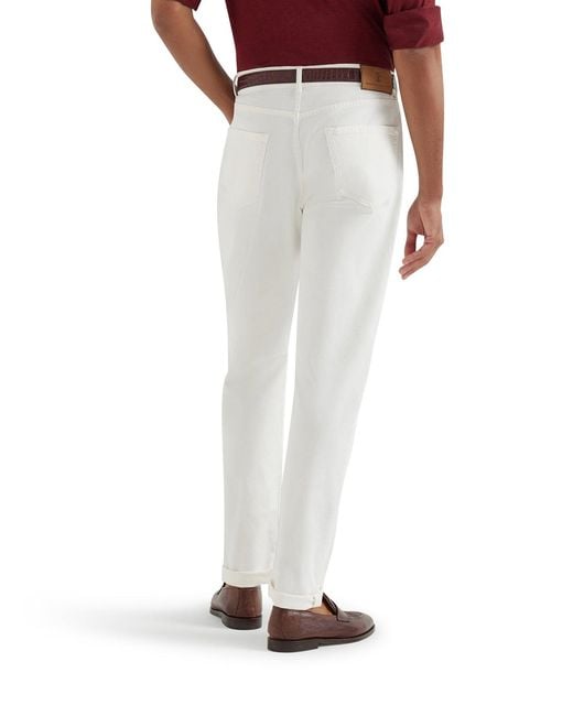 Brunello Cucinelli White Stretch Cotton Jeans for men