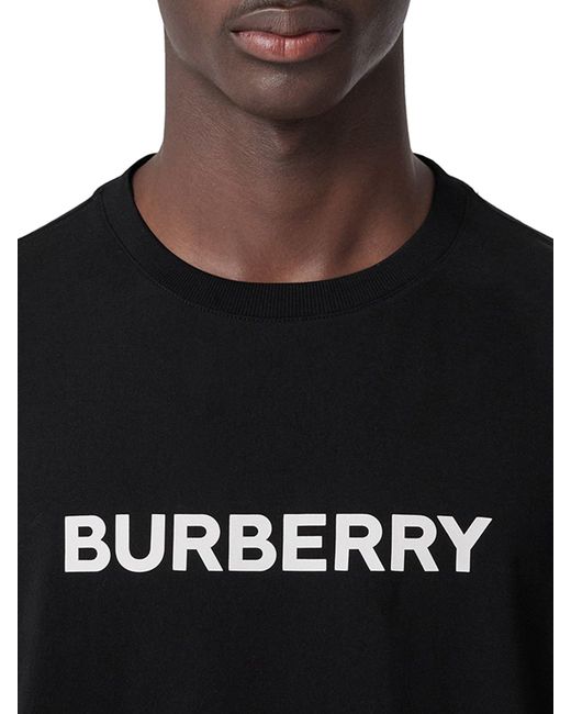 T-shirt oversize in cotone con logo di Burberry in Black da Uomo