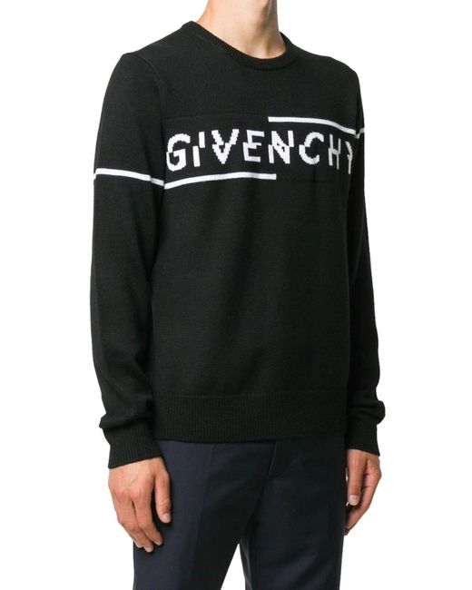 Givenchy Black Split Logo Crew Knit for men