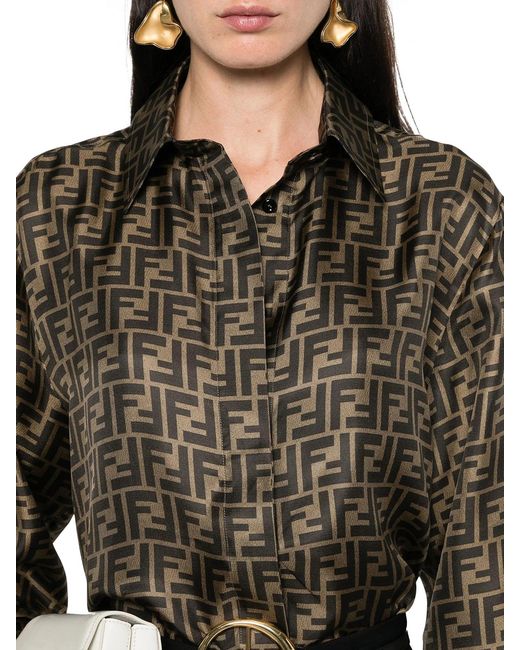 Fendi Brown Ff Silk Shirt