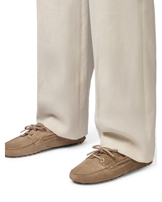 Tod's Brown Gommino Suede Boat Loafers