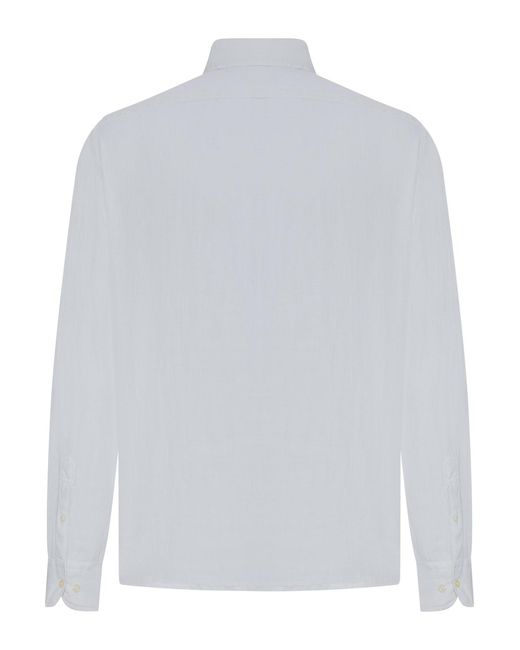 120% Lino White Regular Fit Linen Shirt for men
