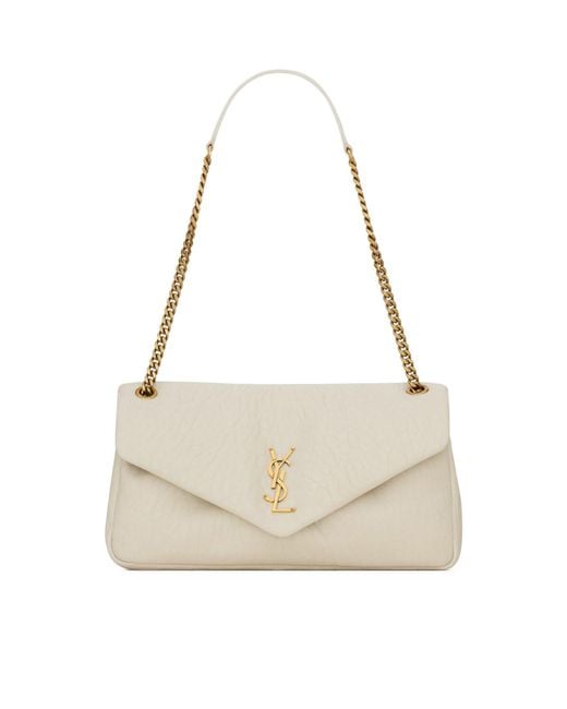 Borsa calypso media in pelle di agnello martellata di Saint Laurent in White
