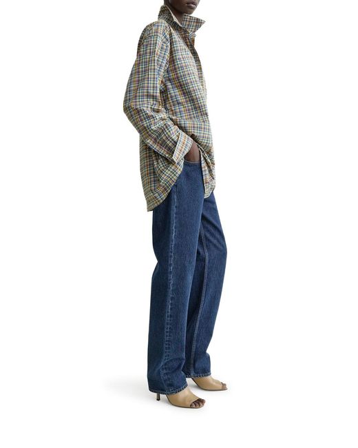 Totême Gray Classic And Checked Cotton Shirt