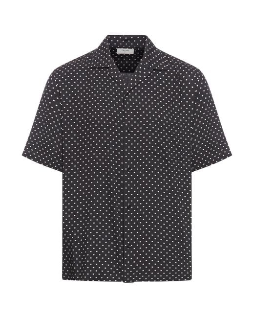 Céline Black Hawaiian Shirt In Printed Viscose for men