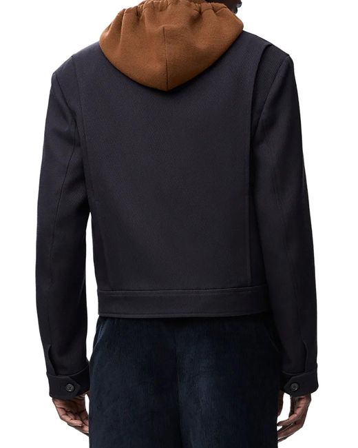 Loewe Blue Wool Zip-Up Jacket for men