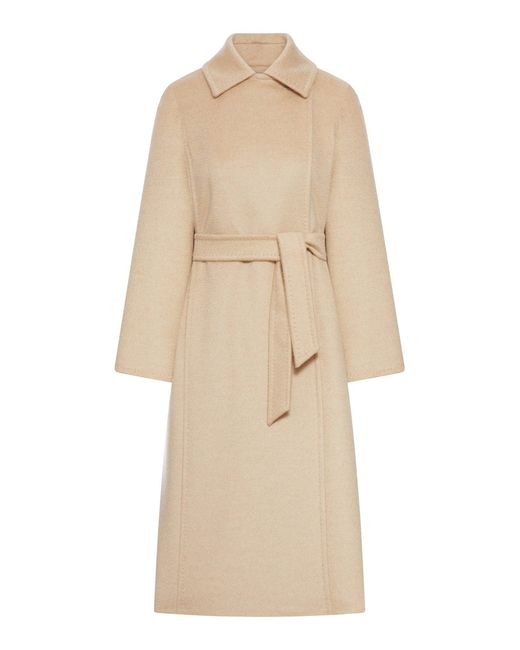 Max Mara Natural Riccio Camel Coat With Belt