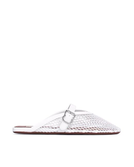 Alaïa White Fishnet Flat Mules