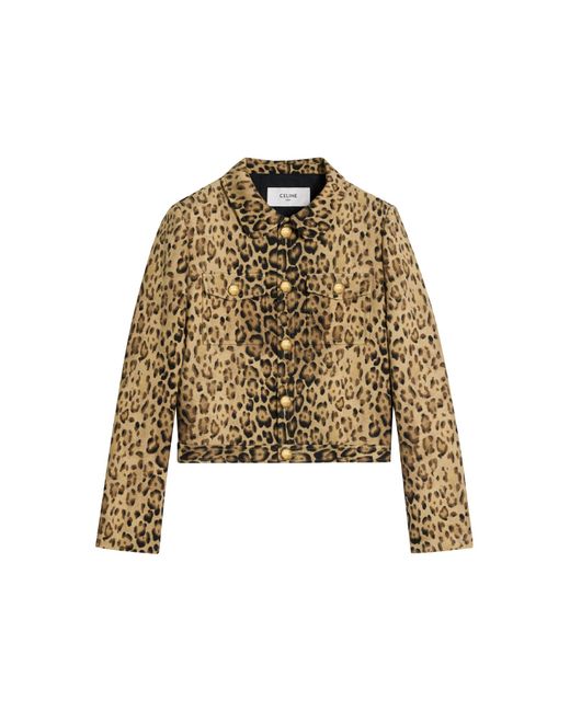 Céline Natural Double Wool Cardigan Jacket Leopard Print