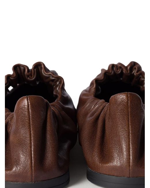Miu Miu Brown Nappa Ruched Ballet Flats