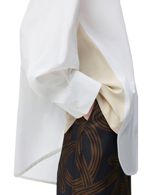 Loewe White X Paula's Ibiza Asymmetric Cotton Poplin Shirt