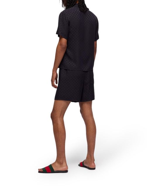 Camicia in seta jacquard gg di Gucci in Black da Uomo