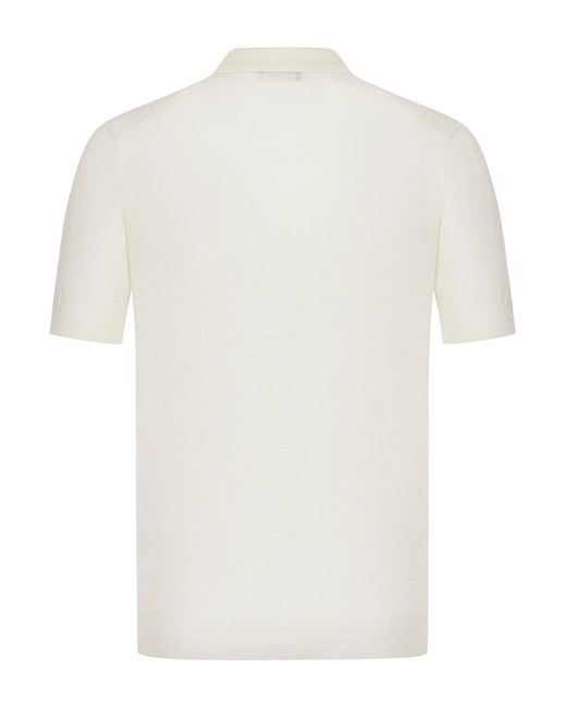 Nome G White Short-Sleeved Linen Polo Shirt for men