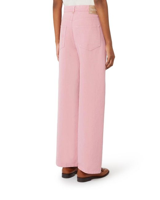 Max Mara Pink 5-pocket Cotton And Linen Trousers