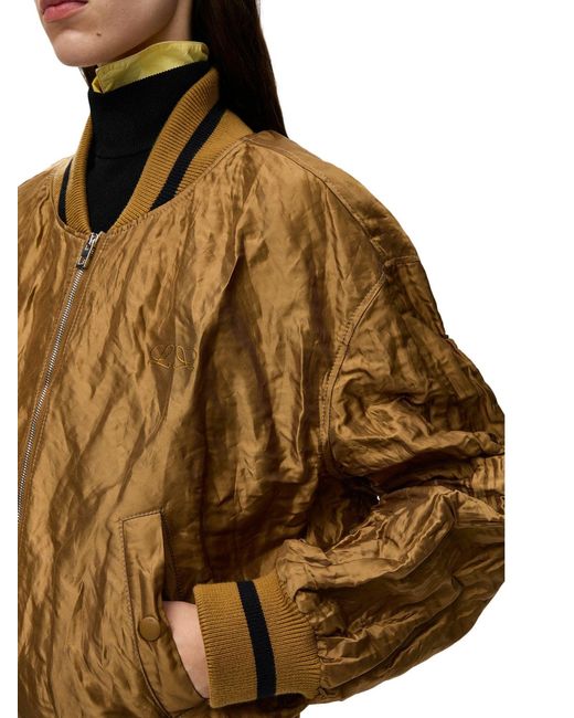 Loewe Brown Technical Fabric Bomber Jacket
