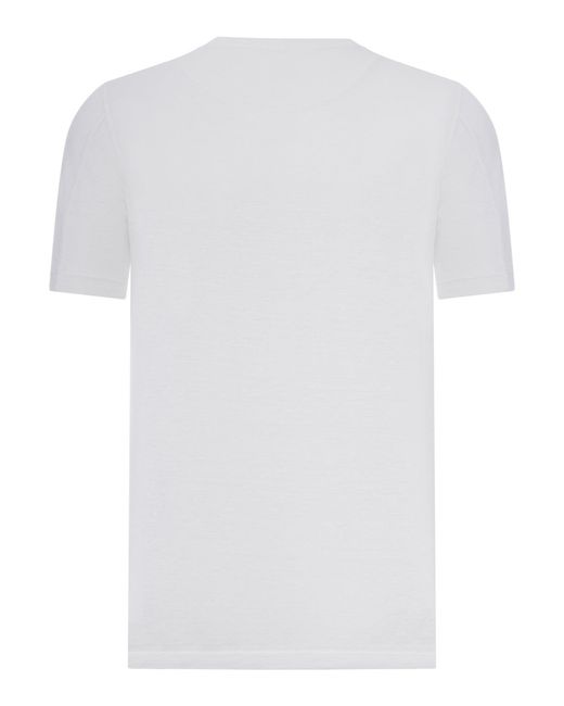 120% Lino White Short-Sleeved T-Shirt for men