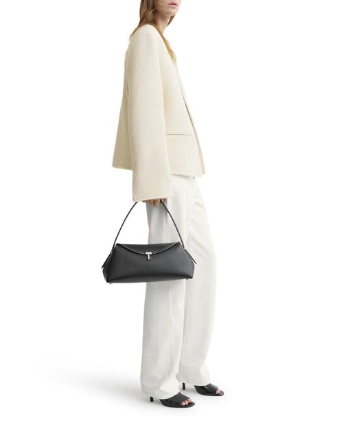Totême Black T-Lock Leather Bag With Contrasting Stitching