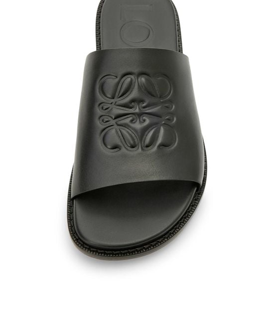Loewe Black Slide Anagram Flex In Soft Calfskin for men