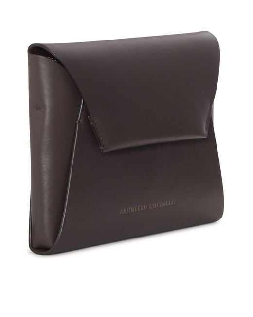 Brunello Cucinelli Gray Calfskin Clutch