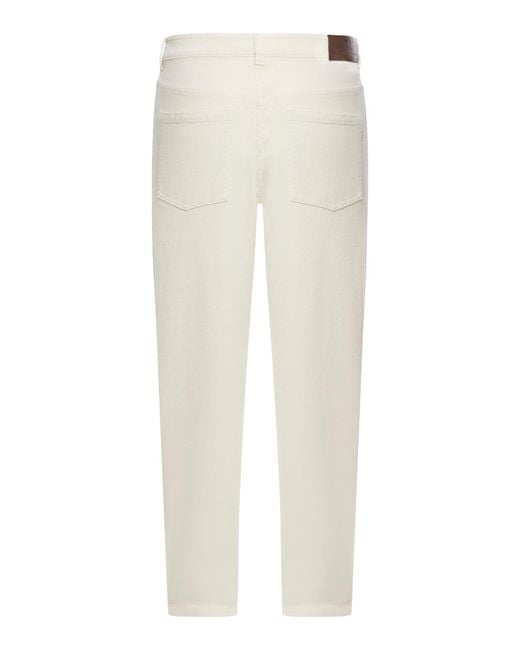 Brunello Cucinelli White High-waisted Tapered Jeans