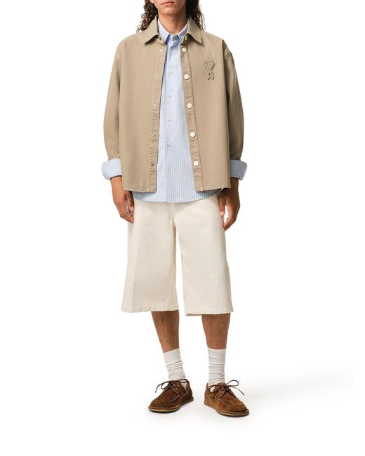 AMI Natural Ami De Coeur Cotton Knit Shirt Jacket for men