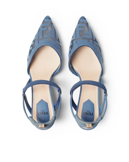 Fendi Blue Colibrì Lite Slingback With Medium Heel