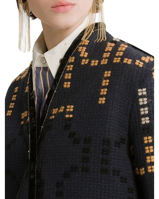 Forte_forte Blue Cropped Jacquard Jacket