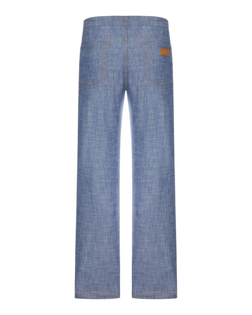 Fendi Blue Chambray Denim Pants for men