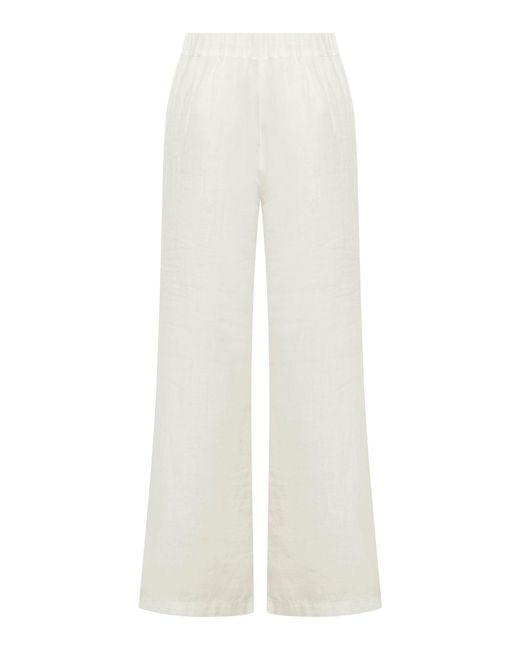 120% Lino White Linen Pants