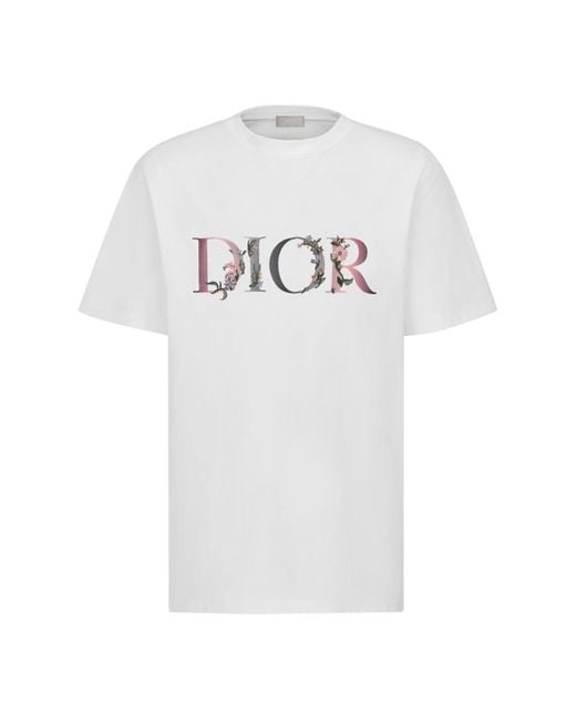 Dior T-shirt Dior Flowers Oversize in White for Men | Lyst