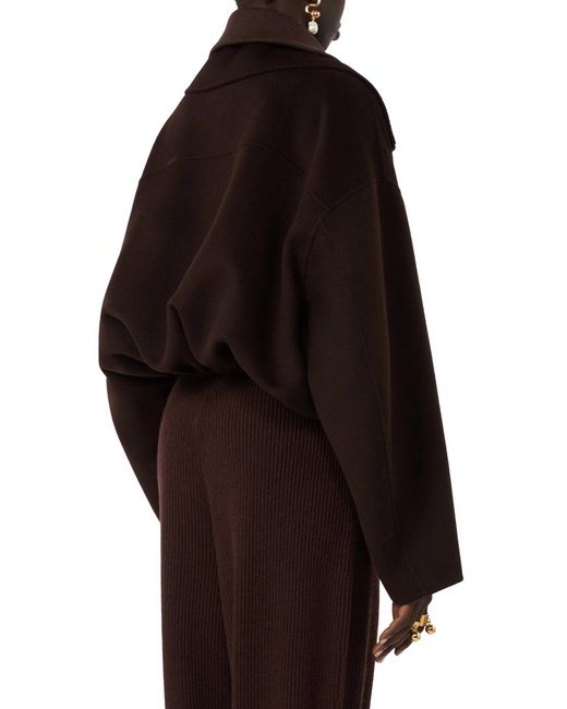 Bomber in pura lana con davantino rimovibile di Sportmax in Brown